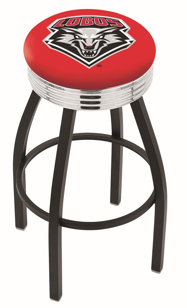 25" L8B3C - Black Wrinkle New Mexico Swivel Bar Stool with Chrome 2.5" Ribbed Accent Ring by  Company