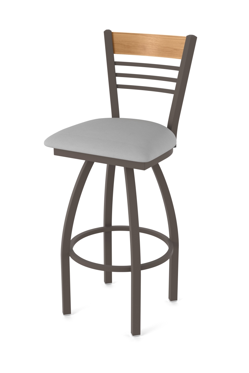 88030BZMed007 880 Eleanor 30 in. Swivel Bar Stool with Bronze Finish, Medium Back & Canter Folkstone Grey Seat