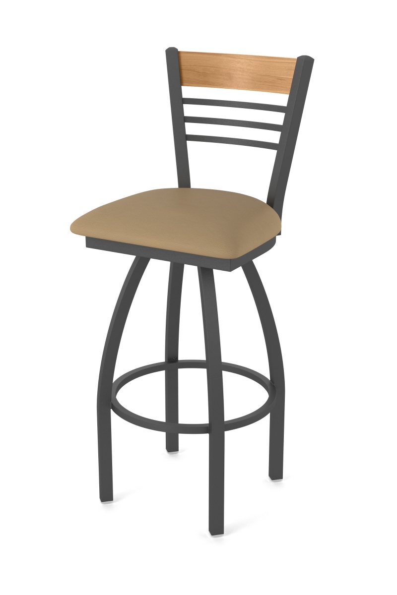 88030PWMed013 880 Eleanor 30 in. Swivel Bar Stool with Pewter Finish, Medium Back & Canter Sand Seat