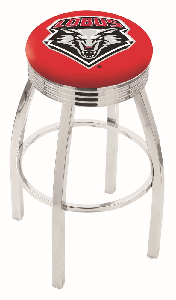 30" L8C3C - Chrome New Mexico Swivel Bar Stool with 2.5" Ribbed Accent Ring by  Company