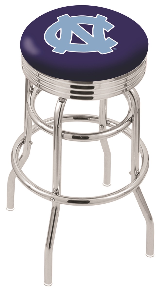 30" L7C3C - Chrome Double Ring North Carolina Swivel Bar Stool with 2.5" Ribbed Accent Ring by  Company
