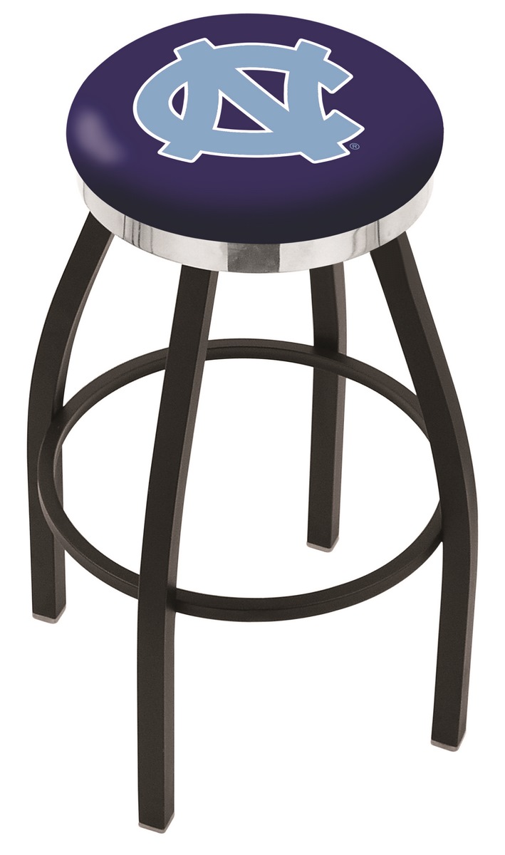 30" L8B2C - Black Wrinkle North Carolina Swivel Bar Stool with Chrome Accent Ring by  Company