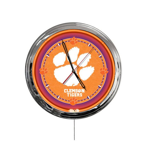 ClkL16Clmson 16 in. Clemson LED Wall Clock, Multi Color