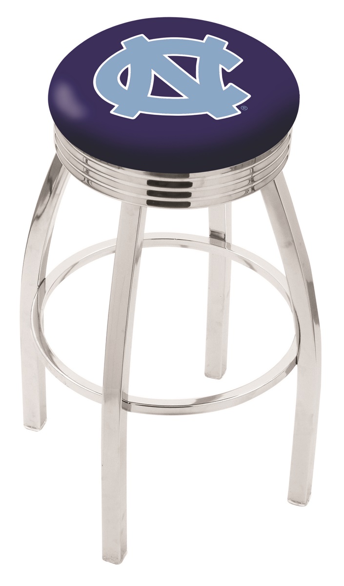 30" L8C3C - Chrome North Carolina Swivel Bar Stool with 2.5" Ribbed Accent Ring by  Company