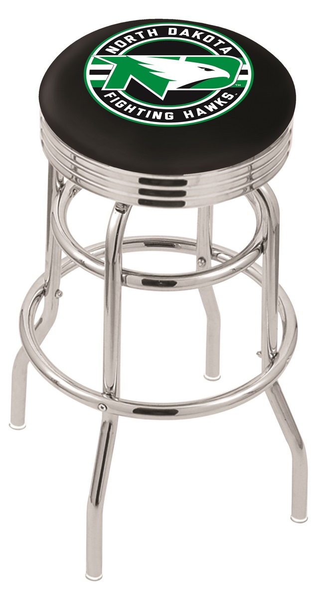 30" L7C3C - Chrome Double Ring North Dakota Swivel Bar Stool with 2.5" Ribbed Accent Ring by  Company