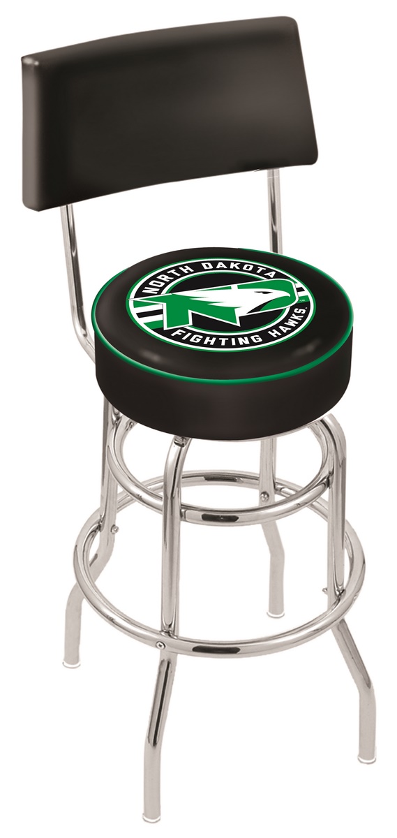 30" L7C4 - Chrome Double Ring North Dakota Swivel Bar Stool with a Back by  Company