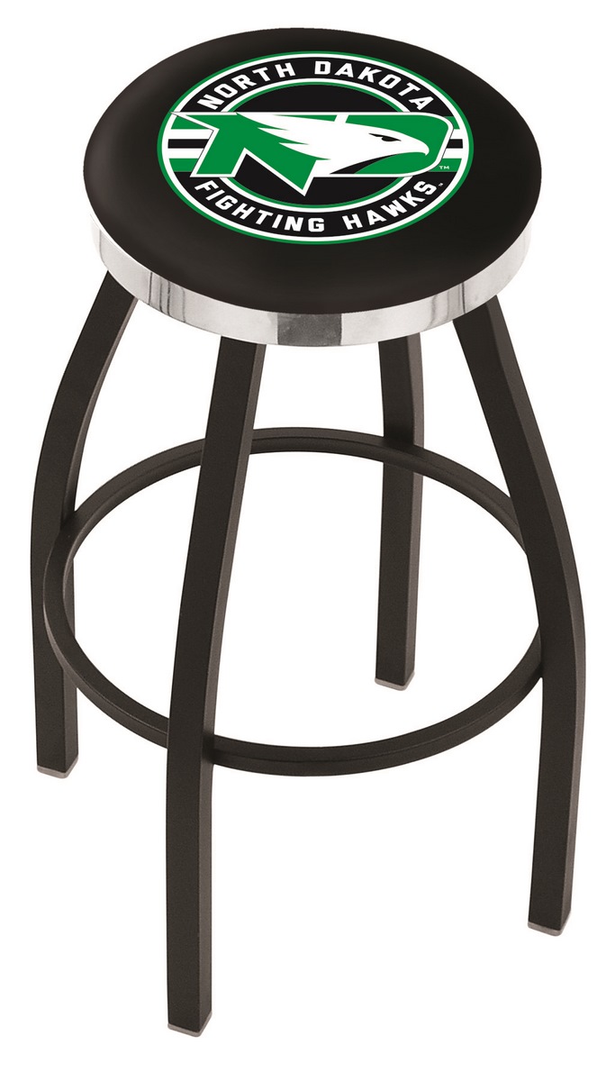 30" L8B2C - Black Wrinkle North Dakota Swivel Bar Stool with Chrome Accent Ring by  Company
