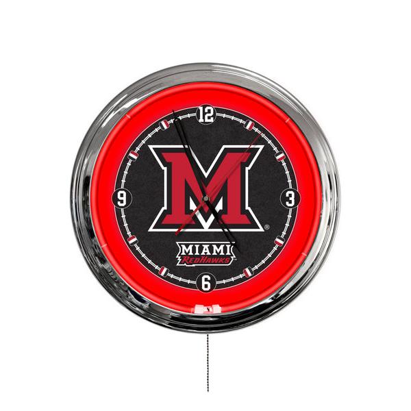 ClkL16Mia-OH 16 in. Miami University OH LED Wall Clock, Multi Color