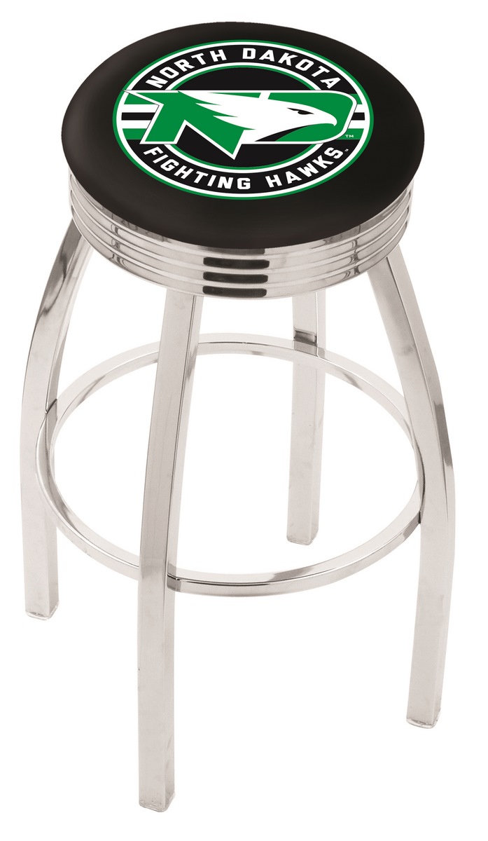 30" L8C3C - Chrome North Dakota Swivel Bar Stool with 2.5" Ribbed Accent Ring by  Company