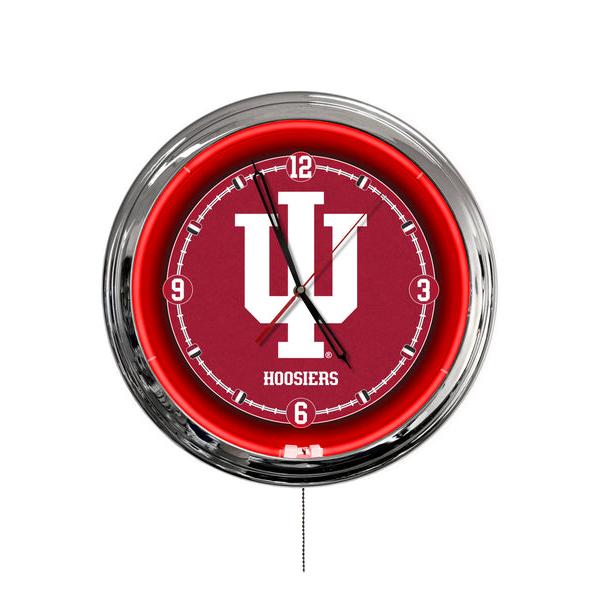 ClkL16IndnaU 16 in. Indiana University LED Wall Clock, Multi Color