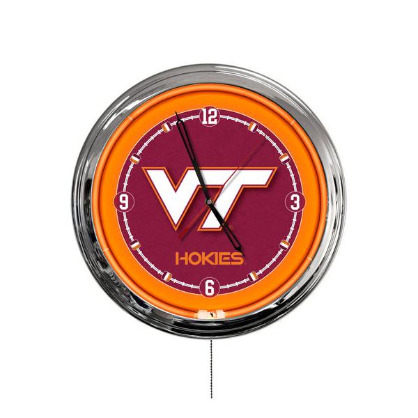 ClkL16VATech 16 in. Virginia Tech University LED Wall Clock, Multi Color