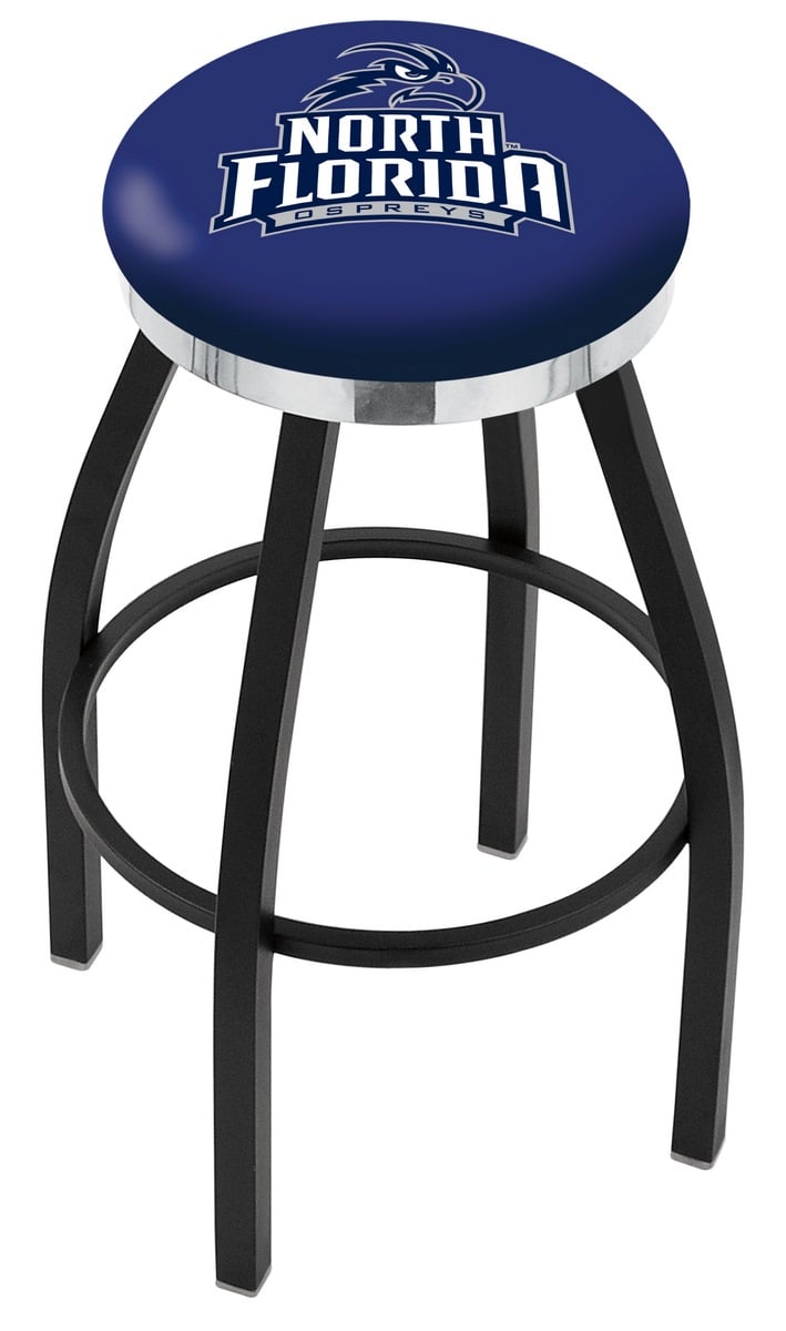 25" L8B2C - Black Wrinkle North Florida Swivel Bar Stool with Chrome Accent Ring by  Company
