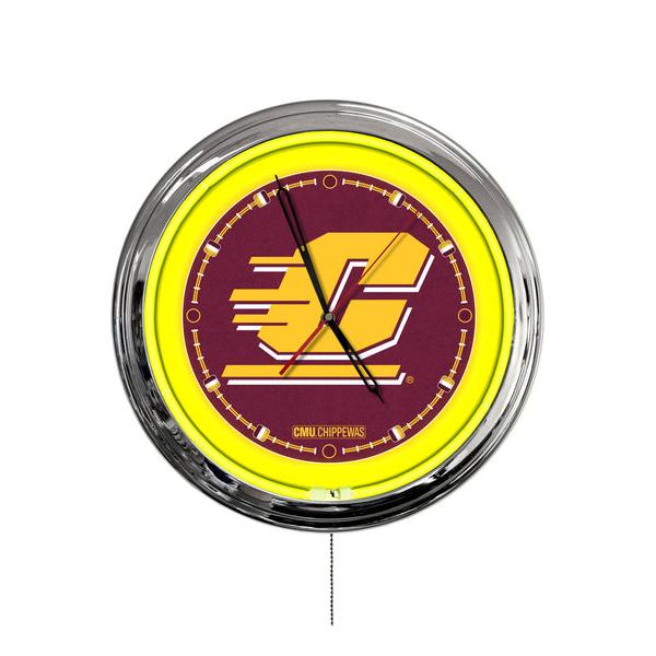 ClkL16CenMic 16 in. Central Michigan University LED Wall Clock, Multi Color