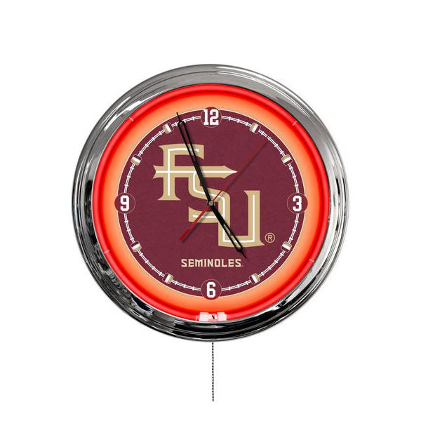 ClkL16FSU-FS 16 in. Florida State Script LED Wall Clock, Multi Color