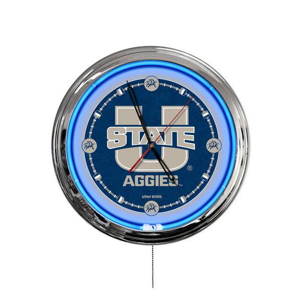 ClkL16UtahSt 16 in. Utah State University LED Wall Clock, Multi Color