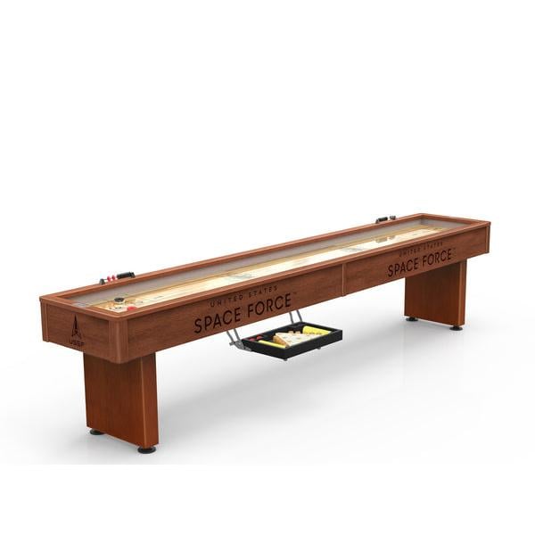 SB12ChrdSpaFor United States Space Force Shuffleboard Table - Laser Engraved Logo
