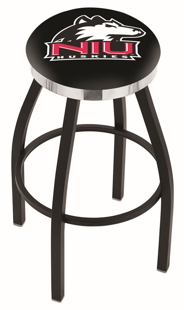 30" L8B2C - Black Wrinkle Northern Illinois Swivel Bar Stool with Chrome Accent Ring by  Company