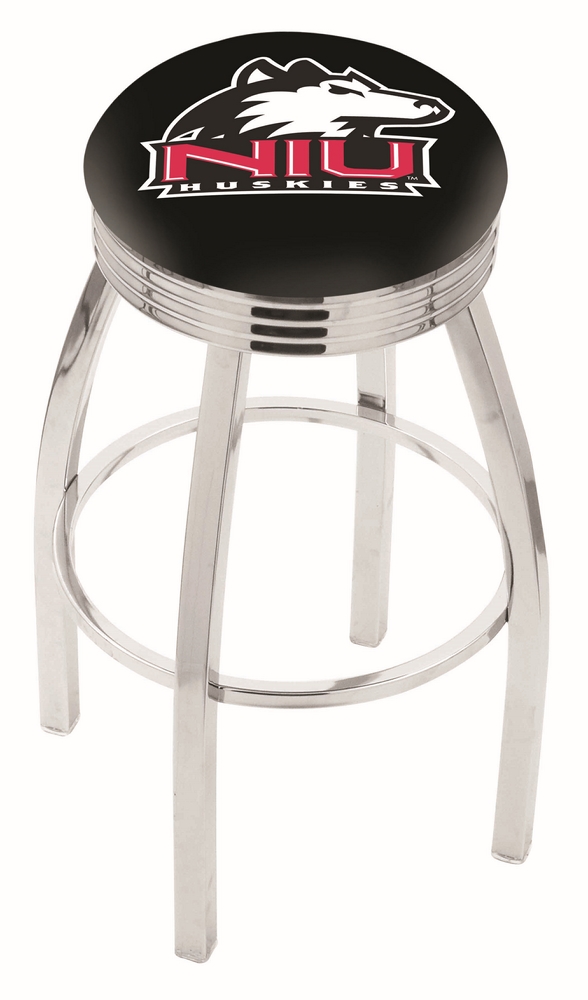 25" L8C3C - Chrome Northern Illinois Swivel Bar Stool with 2.5" Ribbed Accent Ring by  Company