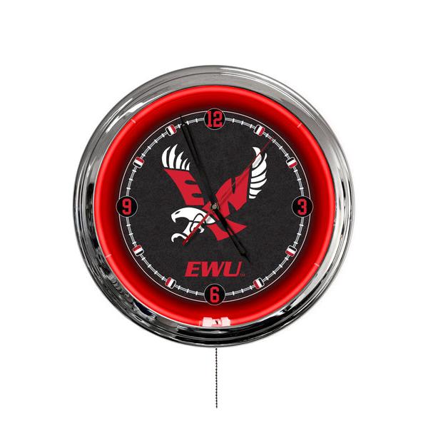 ClkL16EastWA 16 in. Eastern Washington University LED Wall Clock, Multi Color