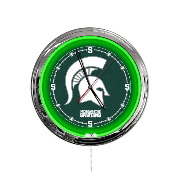 ClkL16MichSt 16 in. Michigan State University LED Wall Clock, Multi Color