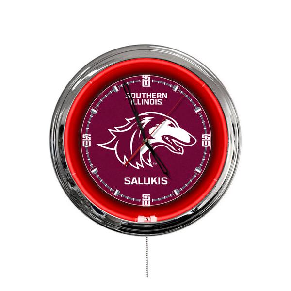 ClkL16SouIll 16 in. Southern Illinois University LED Wall Clock, Multi Color