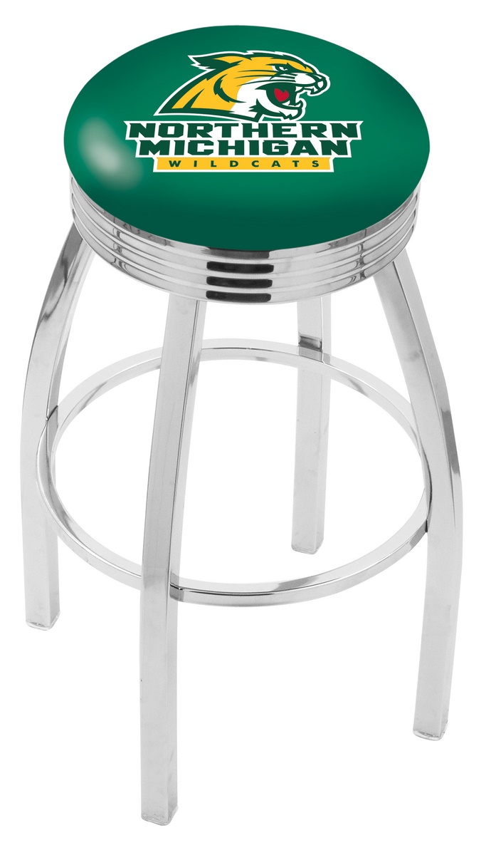 25" L8C3C - Chrome Northern Michigan Swivel Bar Stool with 2.5" Ribbed Accent Ring by  Company