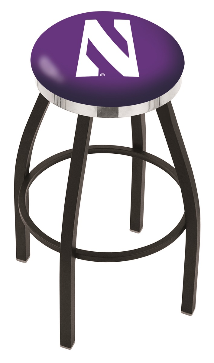 25" L8B2C - Black Wrinkle Northwestern Swivel Bar Stool with Chrome Accent Ring by  Company