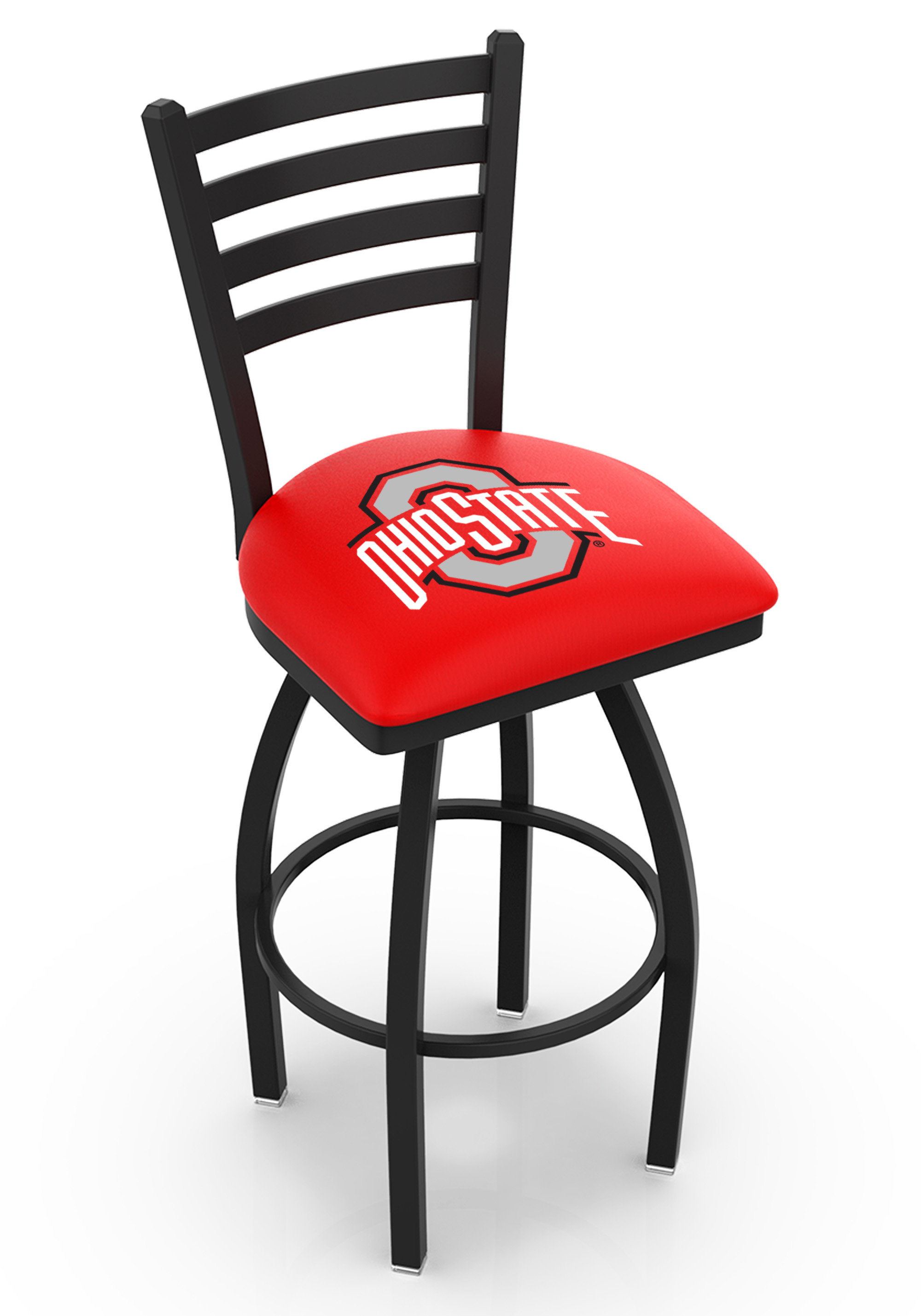 L014 - 25" Black Wrinkle Ohio State Swivel Bar Stool with Ladder Style Back by  Co.