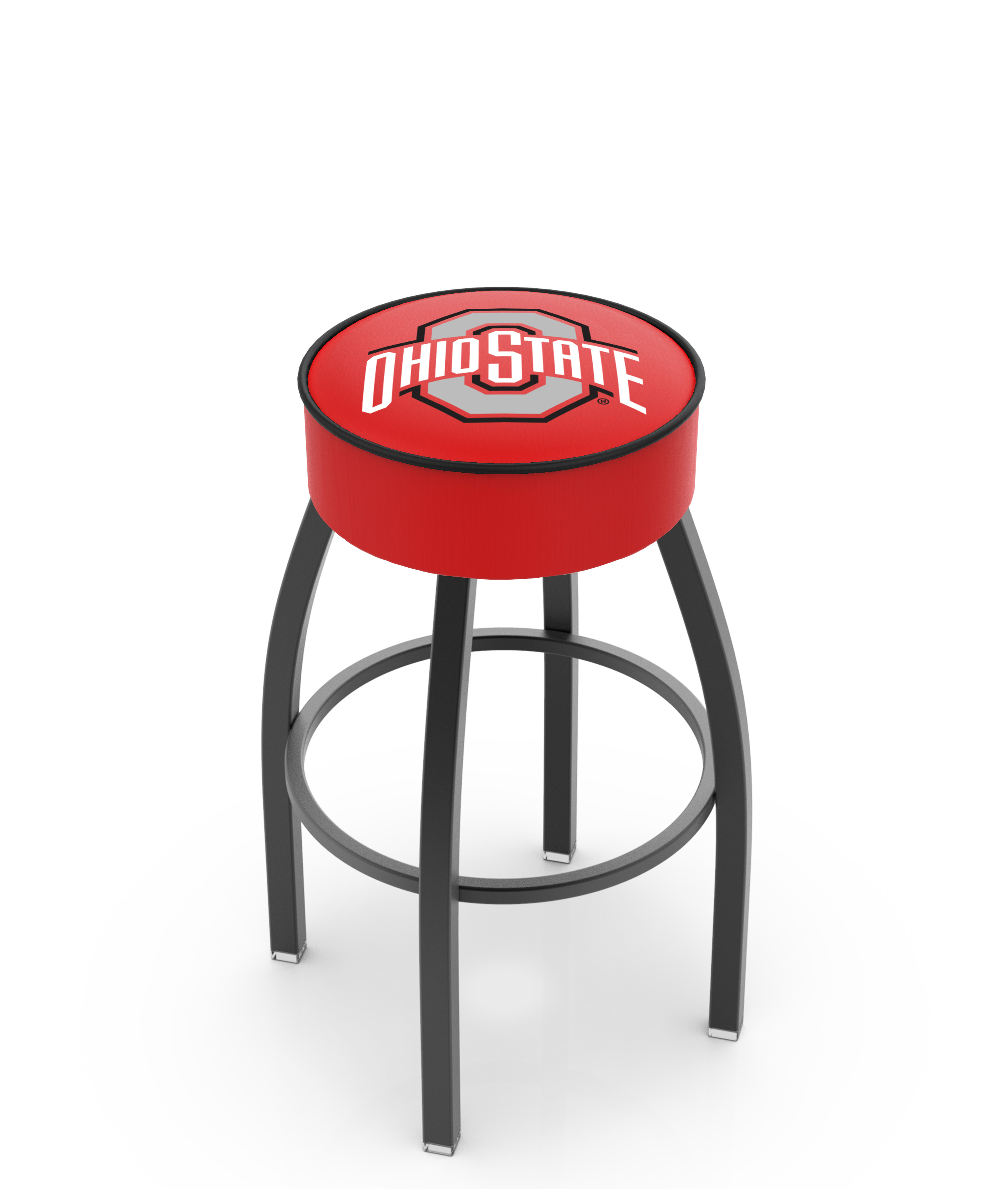 30" L8B1 - 4" Ohio State Cushion Seat with Black Wrinkle Base Swivel Bar Stool by  Company