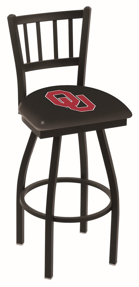 L018 - 30" Black Wrinkle Oklahoma Swivel Bar Stool with Jailhouse Style Back by  Co.