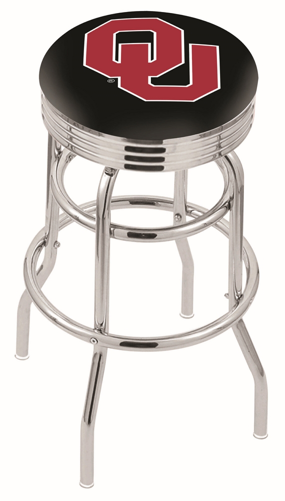 30" L7C3C - Chrome Double Ring Oklahoma Swivel Bar Stool with 2.5" Ribbed Accent Ring by  Company