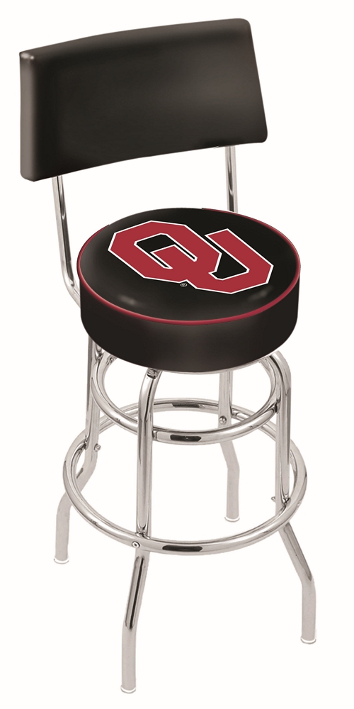 L7C425Oklhma 25 in. Chrome Double Ring Oklahoma Swivel Bar Stool With a Back