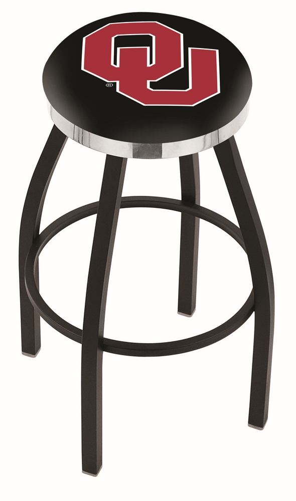 30" L8B2C - Black Wrinkle Oklahoma Swivel Bar Stool with Chrome Accent Ring by  Company