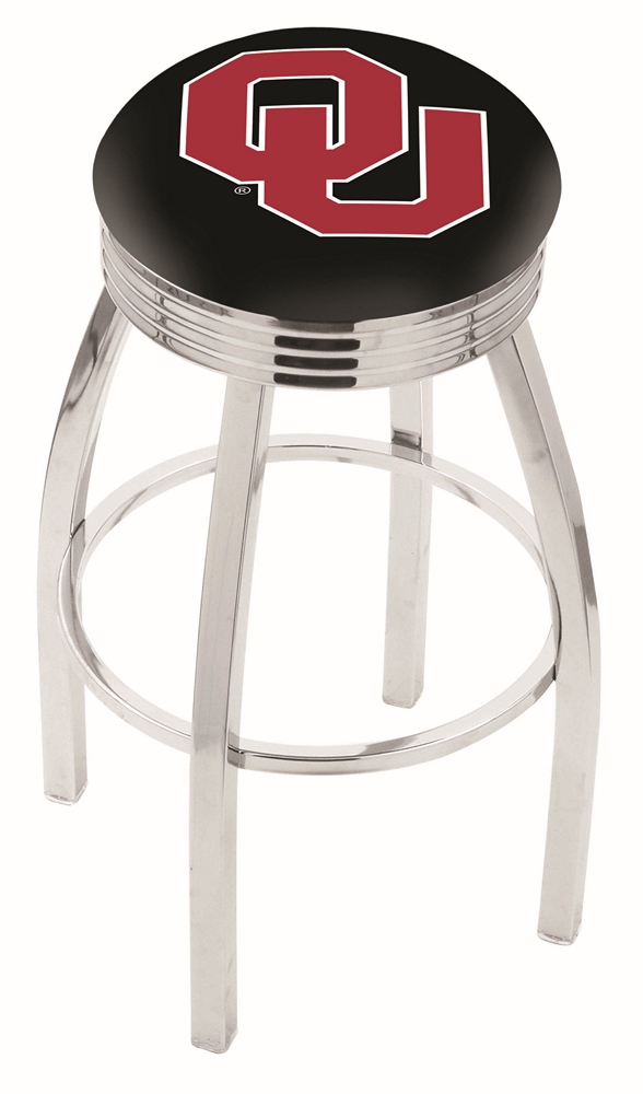 30" L8C3C - Chrome Oklahoma Swivel Bar Stool with 2.5" Ribbed Accent Ring by  Company