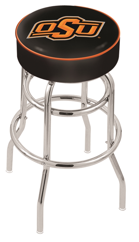 25" L7C1 - 4" Oklahoma State Cushion Seat with Double-Ring Chrome Base Swivel Bar Stool by  Company