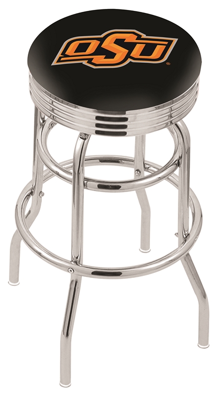 Company L7C3C - Chrome Double Ring Oklahoma State Swivel Bar Stool