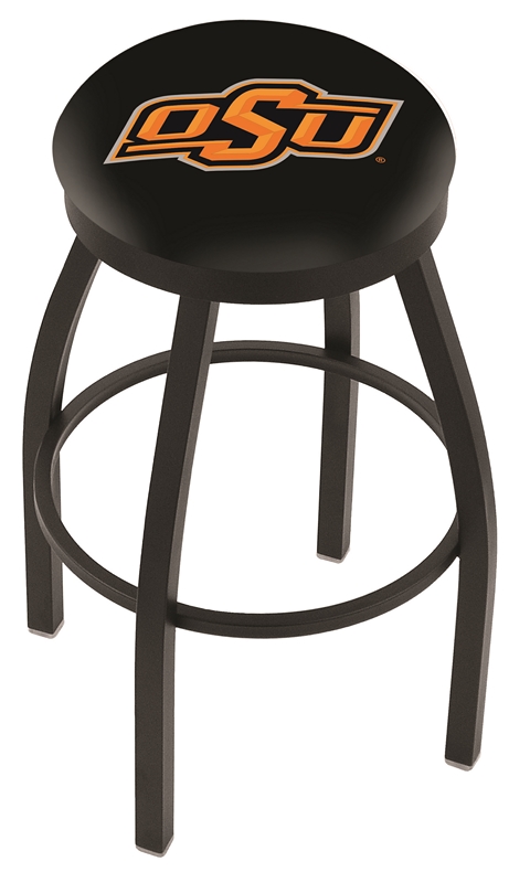 25" L8B2B - Black Wrinkle Oklahoma State Swivel Bar Stool with Accent Ring by  Company
