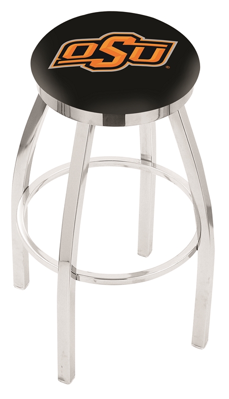 25" L8C2C - Chrome Oklahoma State Swivel Bar Stool with Accent Ring by  Company