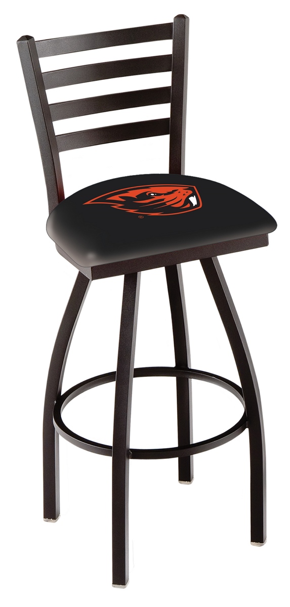 L014 - 30" Black Wrinkle Oregon State Swivel Bar Stool with Ladder Style Back by  Co.