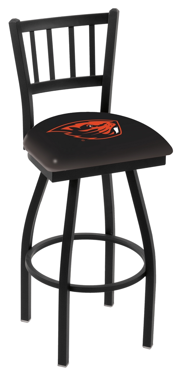 L018 - 30" Black Wrinkle Oregon State Swivel Bar Stool with Jailhouse Style Back by  Co.