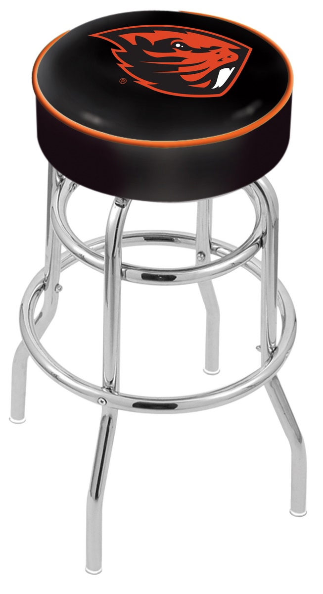 30" L7C1 - 4" Oregon State Cushion Seat with Double-Ring Chrome Base Swivel Bar Stool by  Company