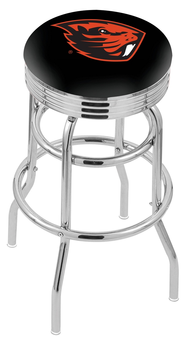 30" L7C3C - Chrome Double Ring Oregon State Swivel Bar Stool with 2.5" Ribbed Accent Ring by  Company