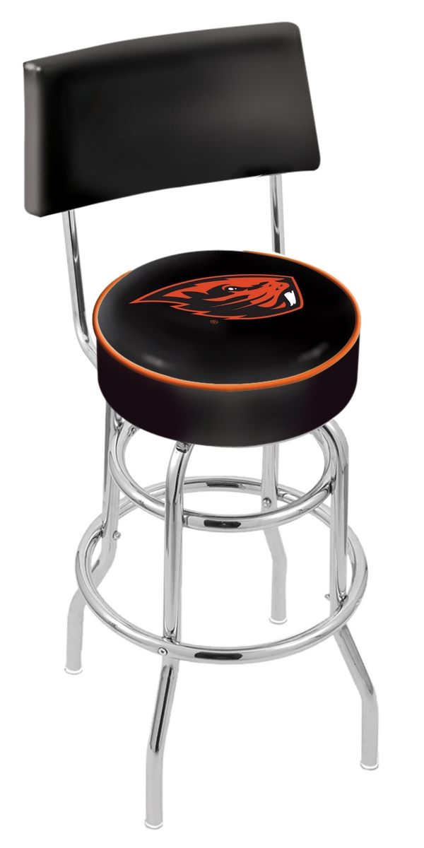 L7C430OregSt 30 in. Chrome Double Ring Oregon State Swivel Bar Stool With a Back