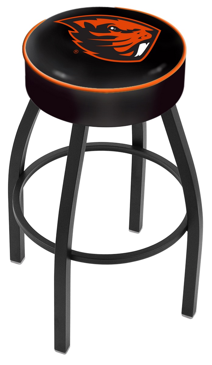 25" L8B1 - 4" Oregon State Cushion Seat with Black Wrinkle Base Swivel Bar Stool by  Company