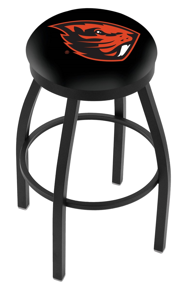 30" L8B2B - Black Wrinkle Oregon State Swivel Bar Stool with Accent Ring by  Company