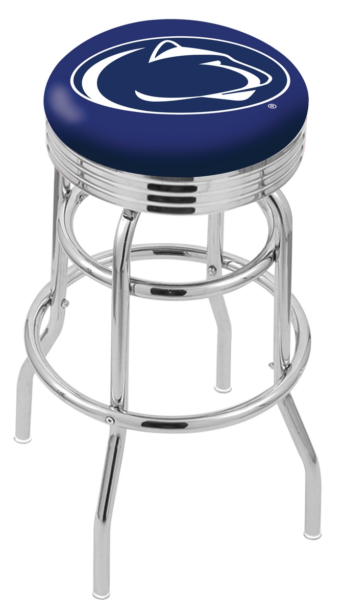 30" L7C3C - Chrome Double Ring Penn State Swivel Bar Stool with 2.5" Ribbed Accent Ring by  Company