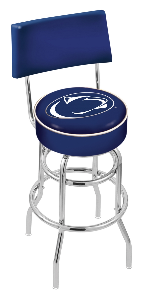 25 in. Chrome Double Ring Penn State Swivel Bar Stool With a Back