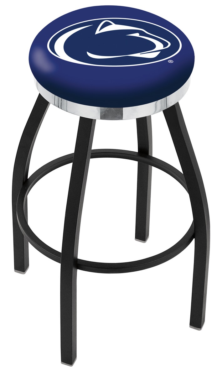 25" L8B2C - Black Wrinkle Penn State Swivel Bar Stool with Chrome Accent Ring by  Company
