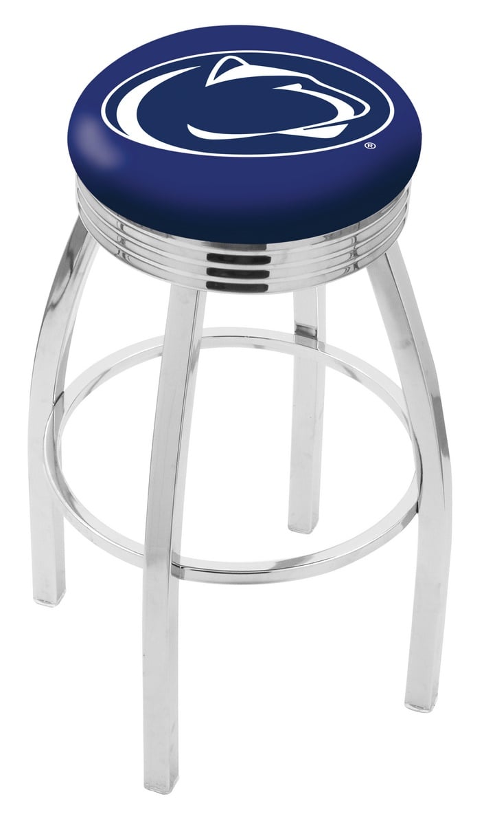 25" L8C3C - Chrome Penn State Swivel Bar Stool with 2.5" Ribbed Accent Ring by  Company