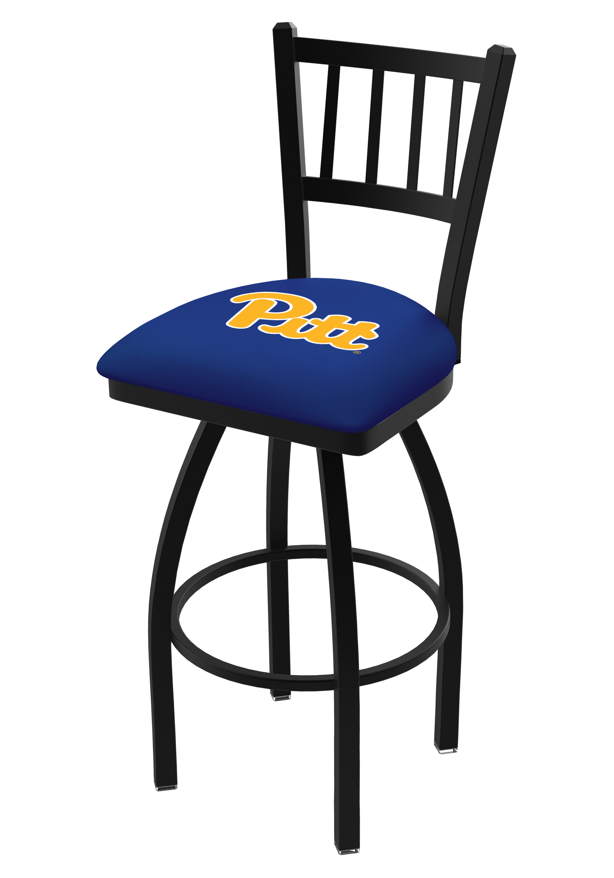 L018 - 25" Black Wrinkle Pitt Swivel Bar Stool with Jailhouse Style Back by  Co.